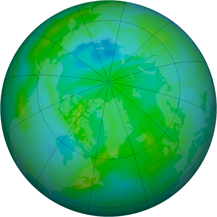 Arctic ozone map for 20 August 2008